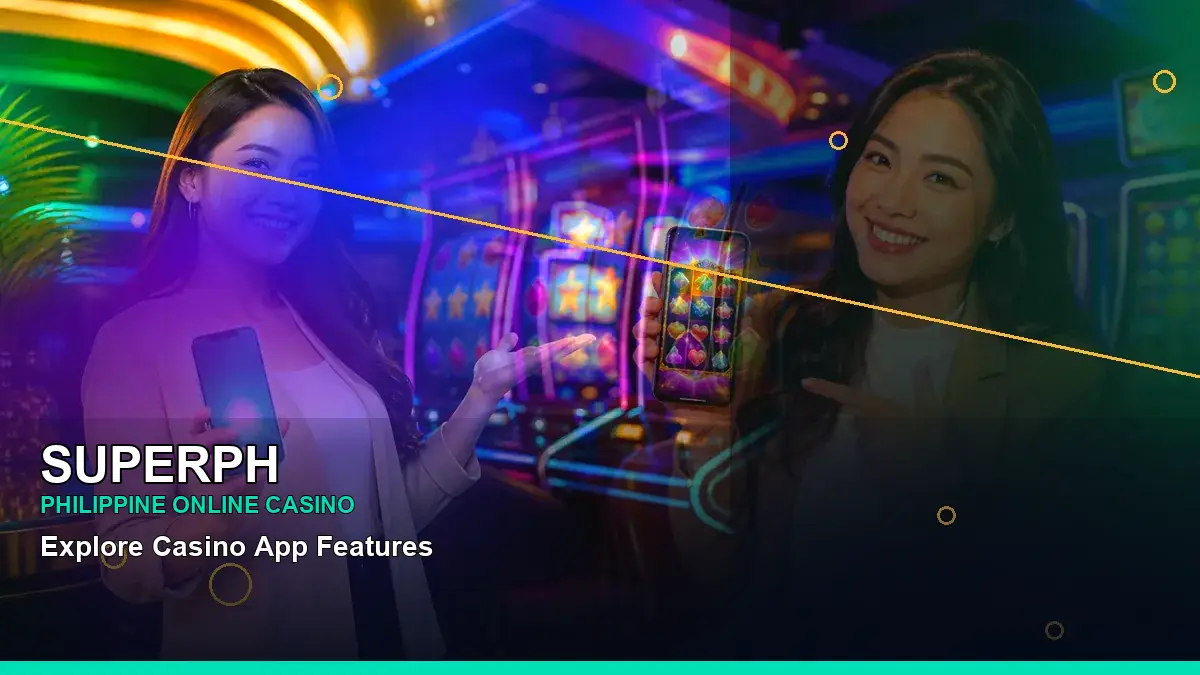SUPERPH Philippines casino guide featuring jackpot slots and a premium casino setting.
